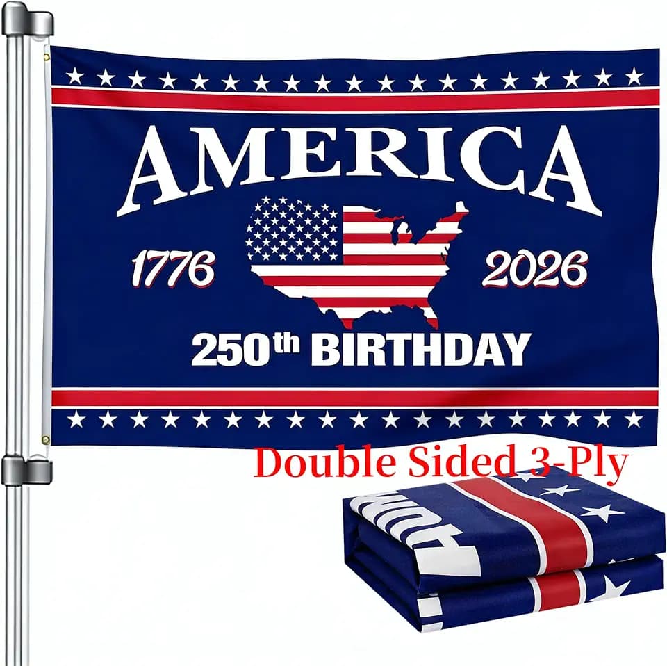 250 Anniversary USA Flag - 3x5 Ft Double Sided 3 Layers Patriotic Flags - 4th of July Decorations Independence Day American 250th Anniversary Flag for Indoor Outdoor Decoration