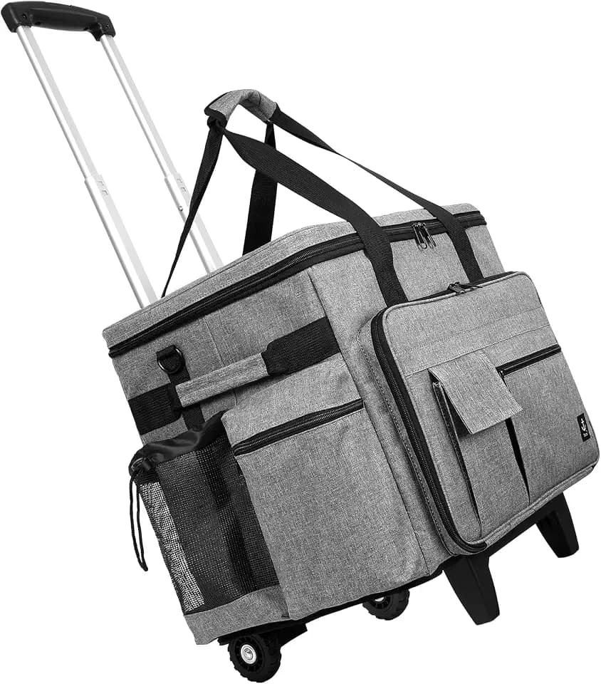 Rolling Teacher Bag Built-in Hard Support Board With Detachable Trolley