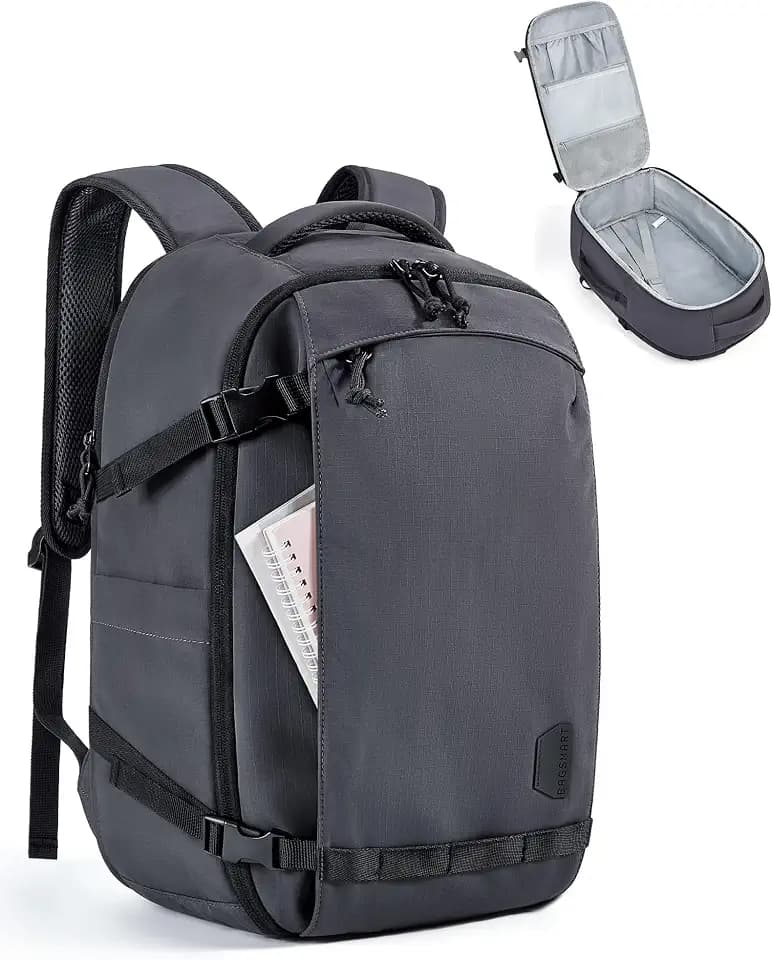 BAGSMART Travel Backpack for Women, 15.6 Inch Carry On Bag, Charcoal