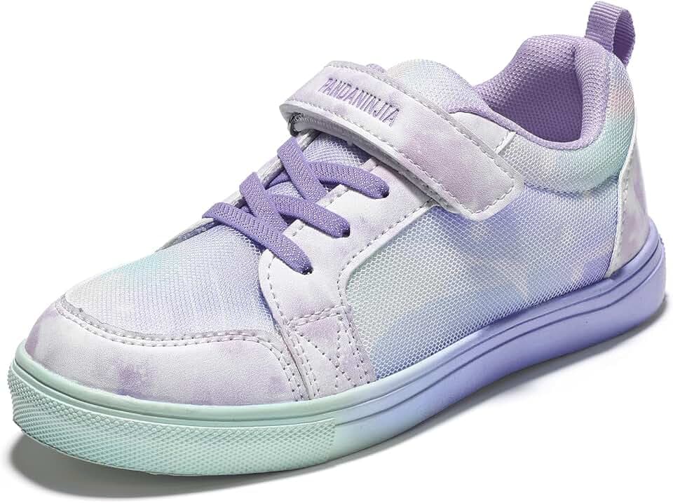 PANDANINJIA Girls Shoes Little Kids Toddler Sneakers with Hook and Loop Casual Party School Walking Footwear Shoes