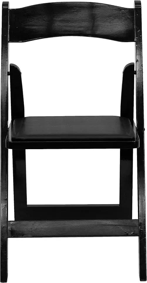 Flash Furniture Hercules Klappstuhl, Holz, mit gepolsterter Vinyl-Sitzfläche, Schwarz, 4 Stück