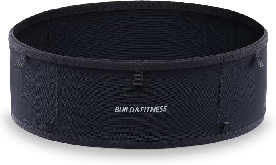 Build & Fitness LiteBelt Laufgürtel – 4 schnell zugängliche Taschen von oben – super leicht, schlank, Flip-Hüfttasche, Lauf-Handyhalter – passend für alle Größen Handys, Schlüssel, Karten, Earpods, XS