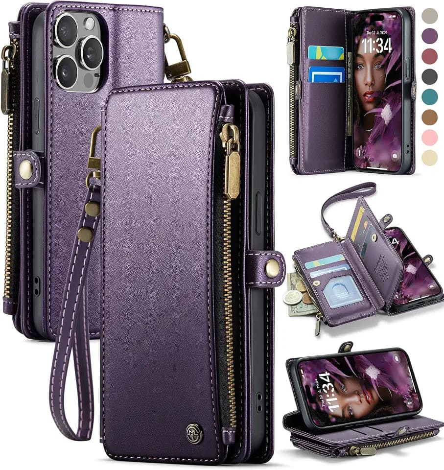 Defencase for iPhone 12 & 12 Pro Wallet Case with RFID Card Holder, Purple