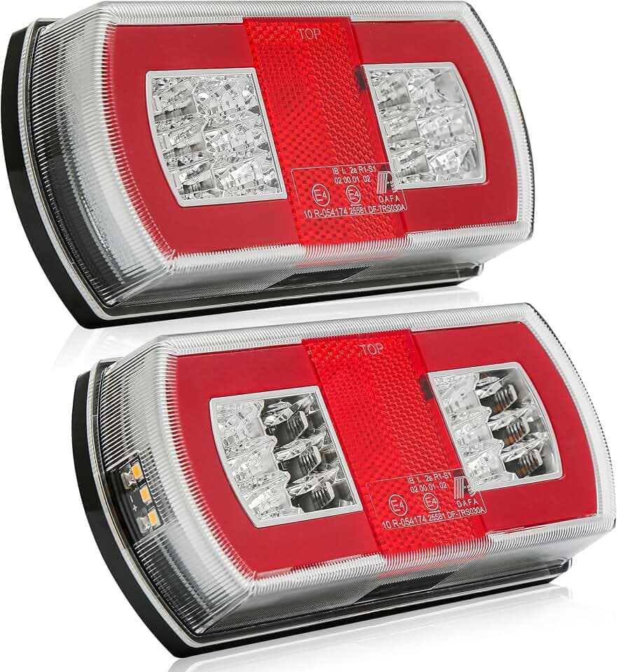 LED Rückleuchten Anhänger Set 12V/24V, Wasserdicht Anhänger Beleuchtung LED Heckleuchte für PKW, Caravan, Fahrradträger, 5-in-1 Blinker/Position/Kennzeichen/Bremslicht/Reflektor