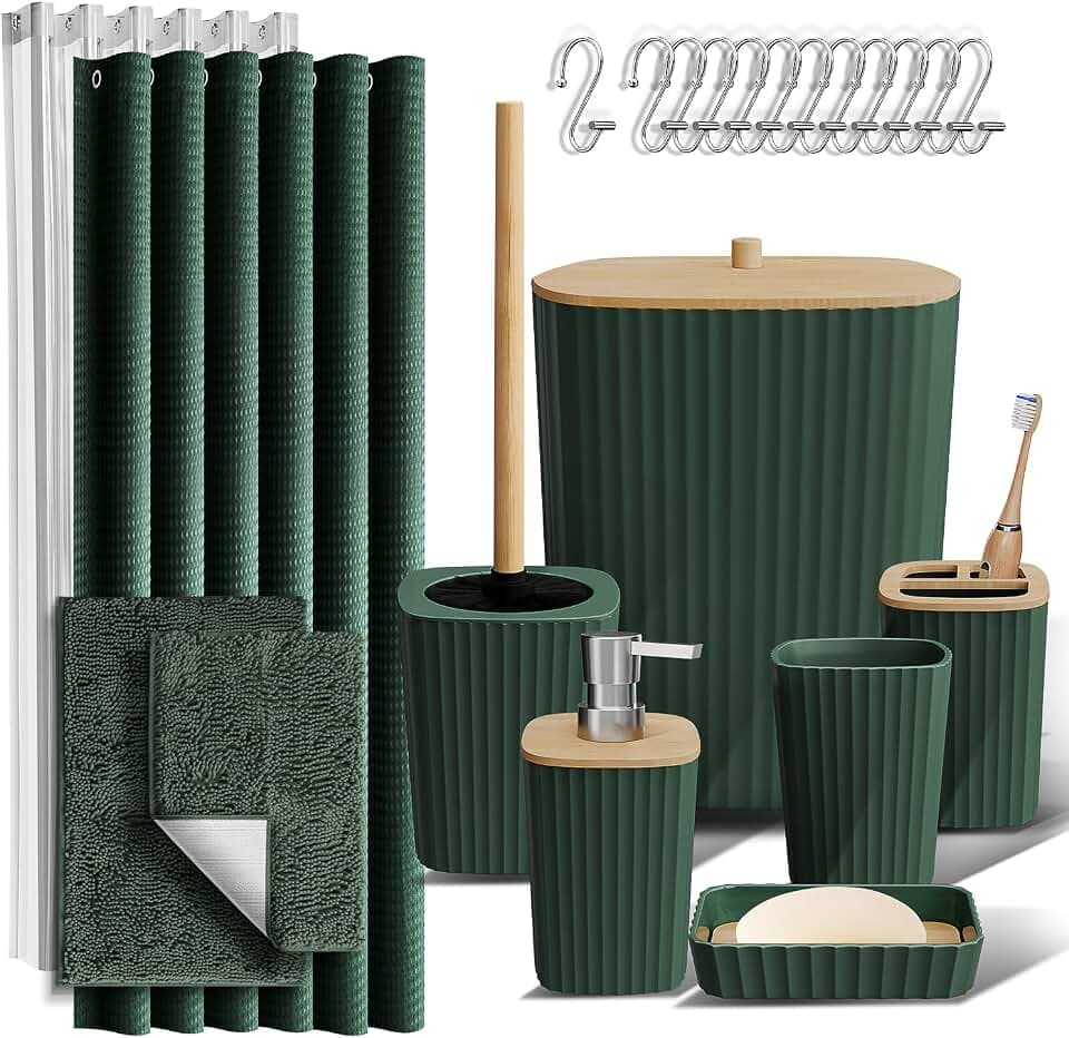 Clara Clark Bathroom Set, Bathroom Sets with Shower Curtain and Rugs