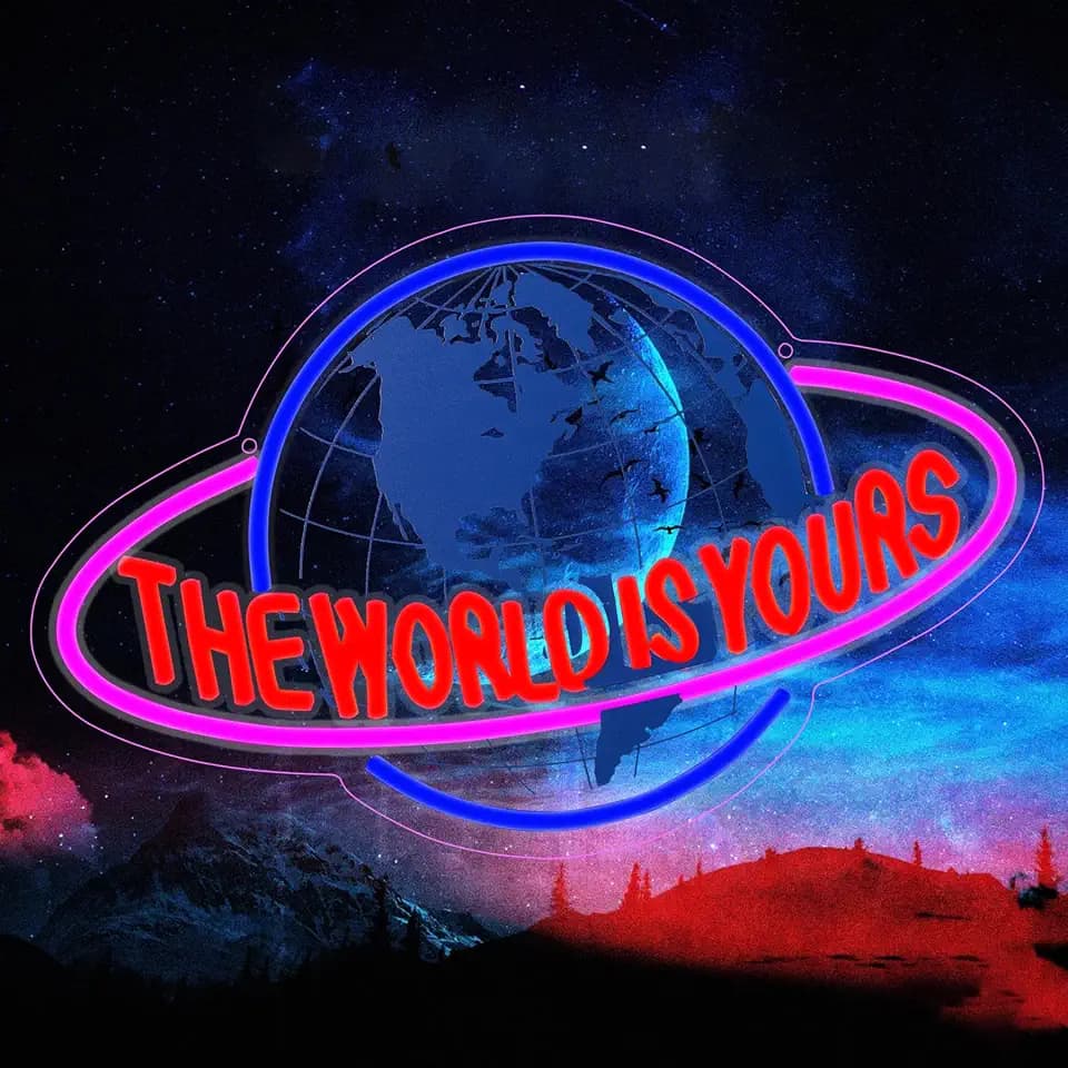 The World is Yours Neon Sign,USB Powered Neon Signs for Wall Decoration,The World is Yours Neon Light Apply to Living Room,Game Room,Office,Graduation Party,LED Signs for Bedroom Wall (New Blue)