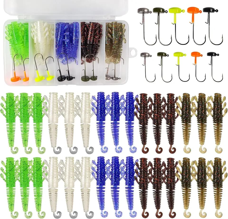 Eupheng Floating Ned Rig Baits, TPR Finesse Ribbed Stick Worms for Bass