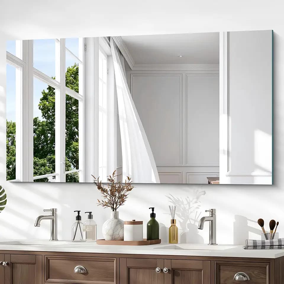 30x55 Inch Frameless Mirror, Large Rectangle Bathroom Mirrors for Wall