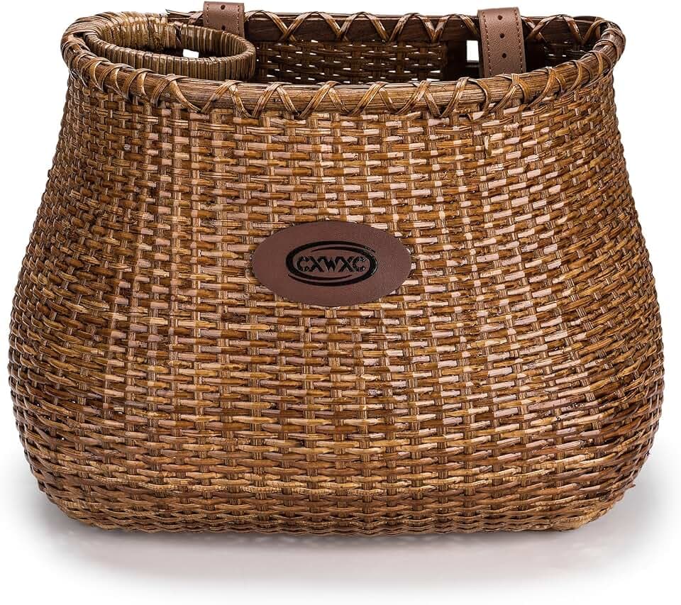 CXWXC Bike Basket - Handmade Rattan Bike Baskets for Girls Women