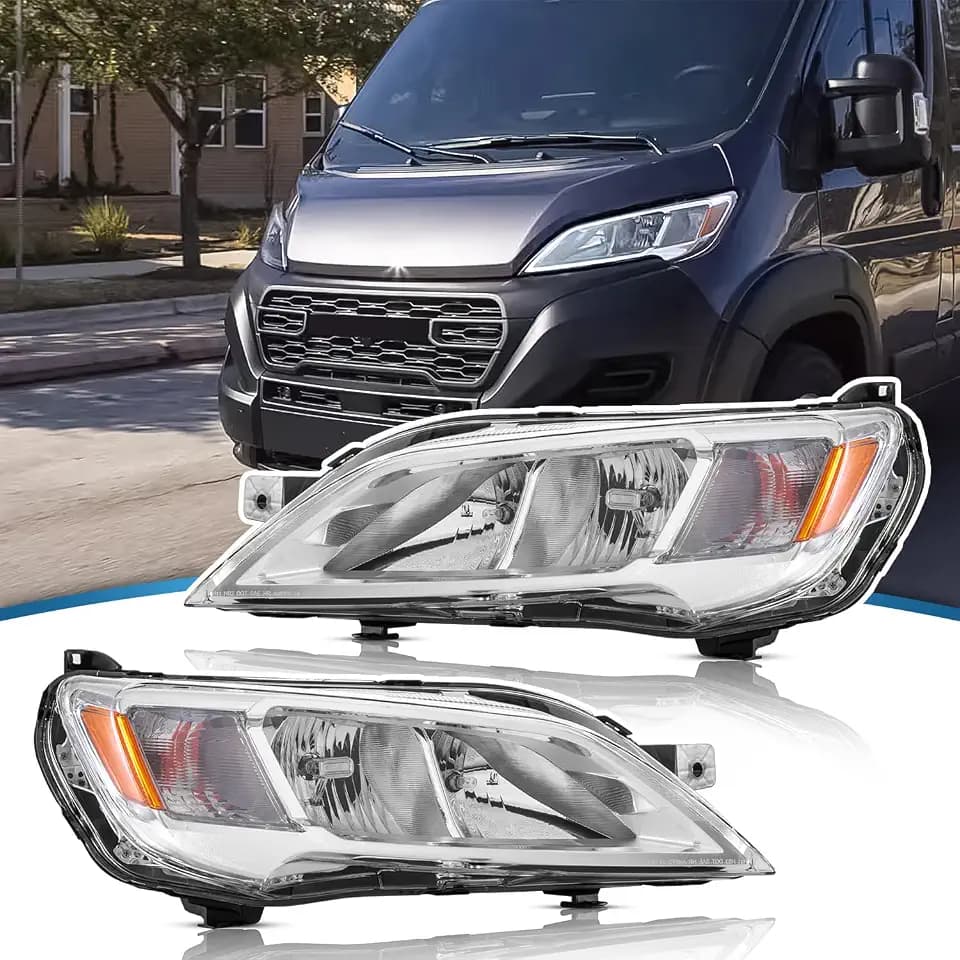 Compatible with 2023-2025 RAM Promaster 1500/2500/3500 Headlight with Halogen Bulbs 68516023AB 68516023AA (Driver & Passenger Side)
