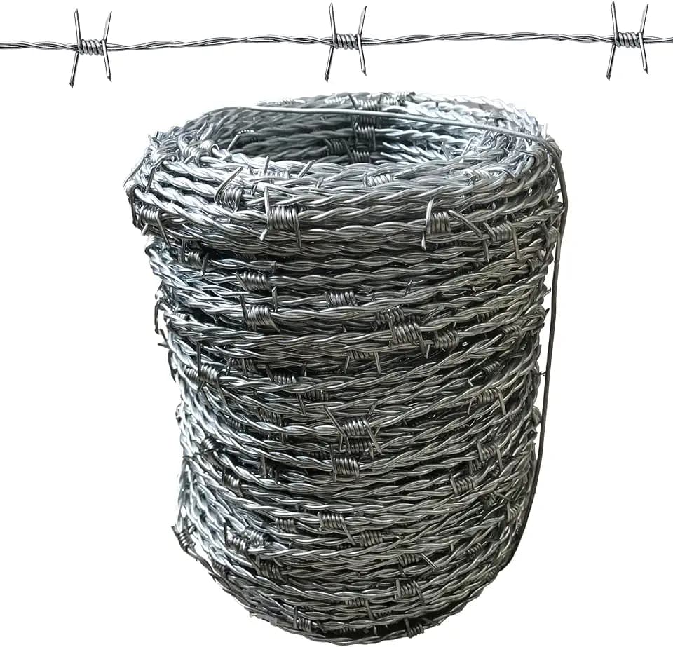 Barbed Wire 328FT (100m), 15 Gauge(1.7mm) 4 Point Barbed Wire Fence