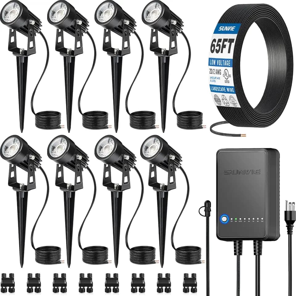 SUNVIE All-in-One Low Voltage Landscape Lighting Kit, Dusk to Dawn, 8 PCS
