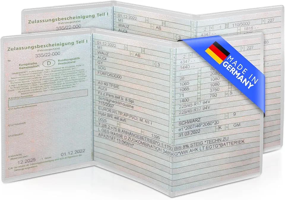 2er Set Fahrzeugschein Hülle für KFZ Schein | 3-teilige Transparente und Passgenaue und robuste Fahrzeugschein Mappe | Qualität Made in Germany