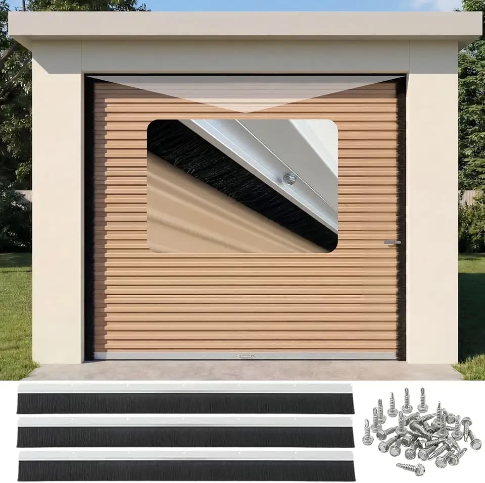 12 FT Garage Door Top Brush Seal, 3" Long High-Density Nylon Bristle with Pre-Drilled Aluminum Track, Large Gap Filler for Wide Roll Up & Commercial Doors