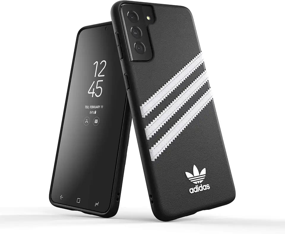 adidas Handyhülle Entwickelt für Samsung Galaxy S21+, Fallgeprüfte Hüllen, Stoßfeste Erhöhte Kanten, Original Schutzhülle, Schwarz und Weiß