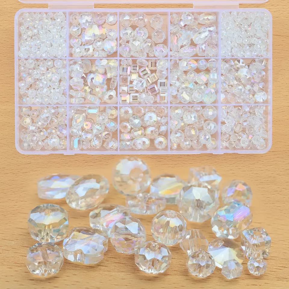610Pcs Crystal Glass Beads for Jewelry Making, 4/6/8/10mm Beads