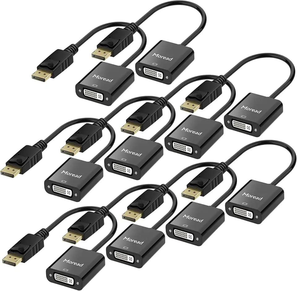 Moread DisplayPort to DVI Adapter, 10 Pack, Male to Female, Black