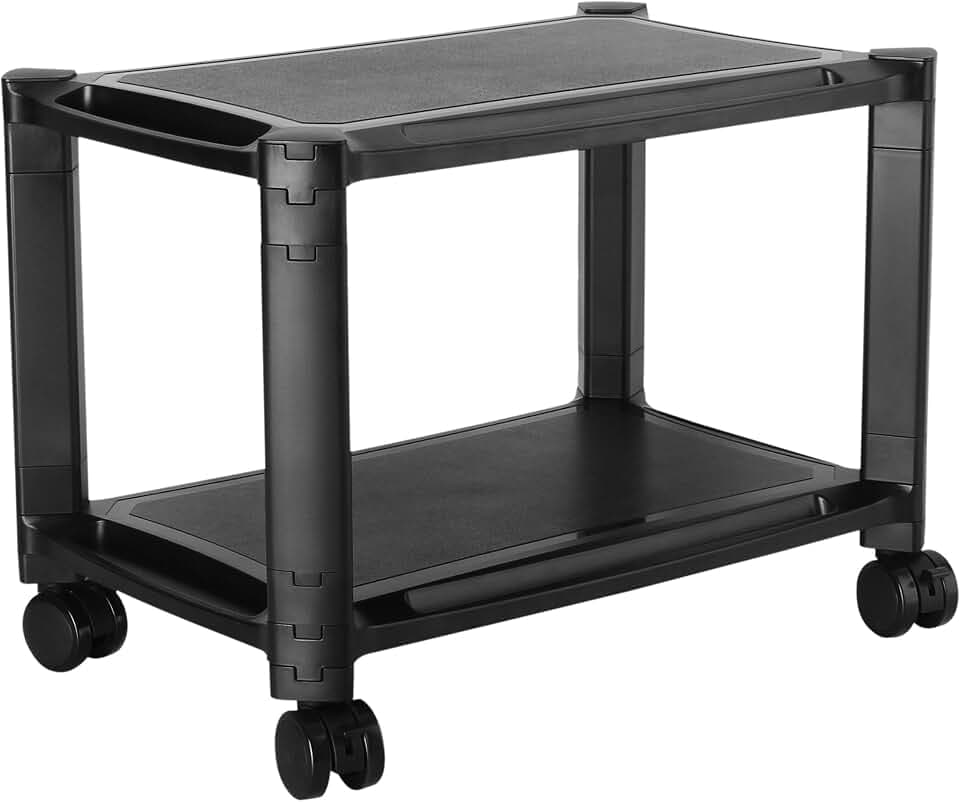 RICOO Rollcontainer mit Schubladen Schreibtisch schwarz WM4-L Rollwagen Schubladenelement modular Rollschrank für ca. 13-32 Zoll (33-81cm) schmal Bürocontainer Erhöhung Allzweckwagen Druckertisch