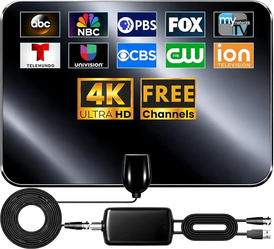 2026 Premium TV Antenna for Smart TV Indoor Outdoor, Strongest Range Reception Digital TV Antenna for Local Channels with Powerful Signal Booster, Supports All TV's 8K 4K 1080P,38FT Cable
