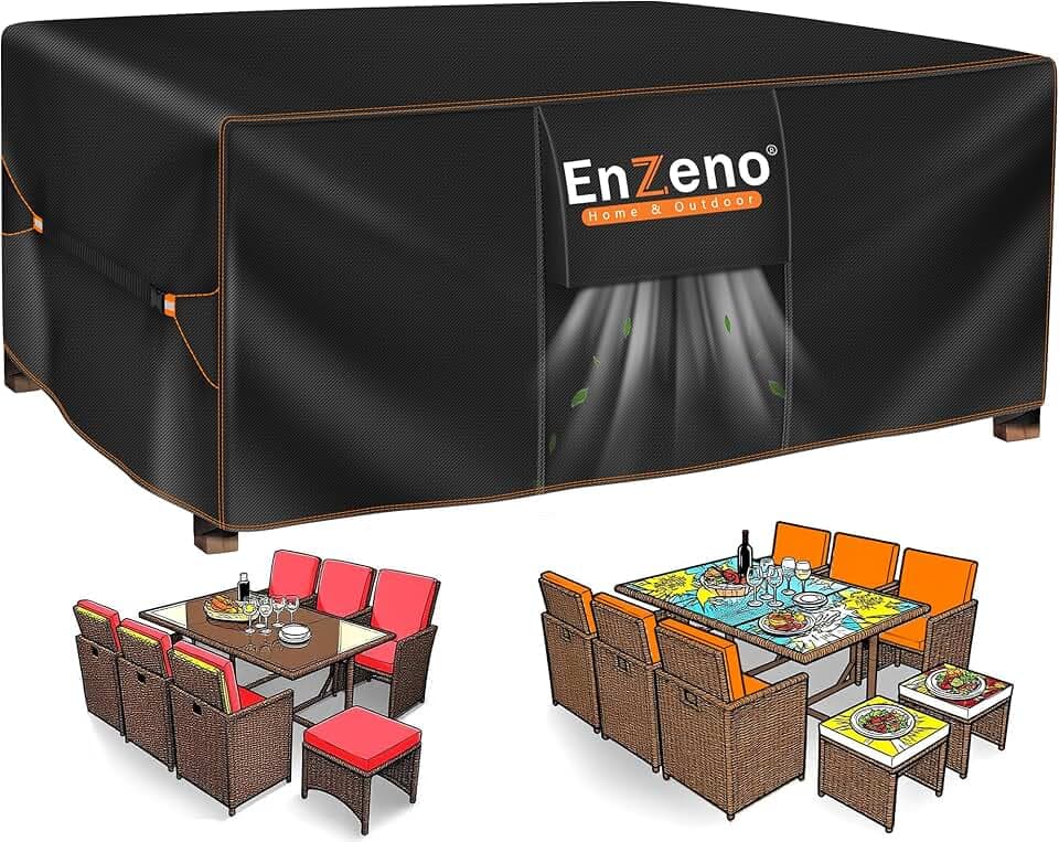 Enzeno Abdeckung Gartenmöbel Winterfest,Abdeckplane Sitzgruppe Gartentisch