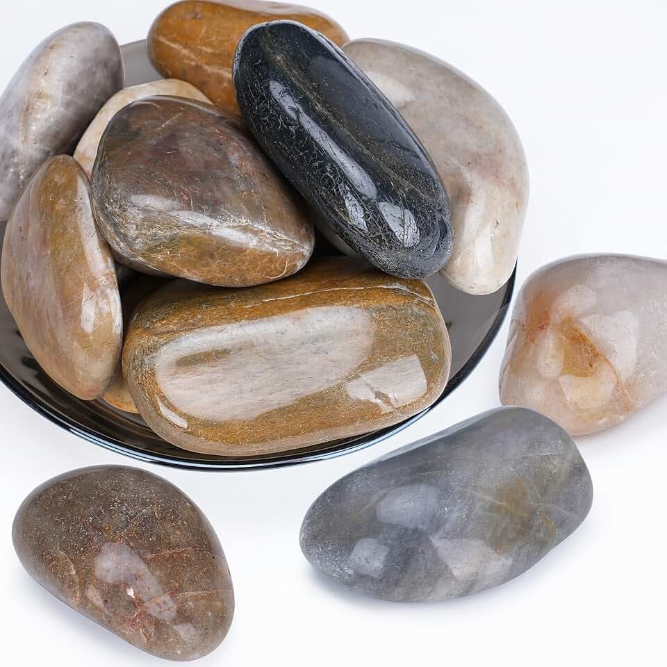 Pulovin 40 lbs River Rocks for Landscaping, Plants, 2-3 Inch Polished Rocks