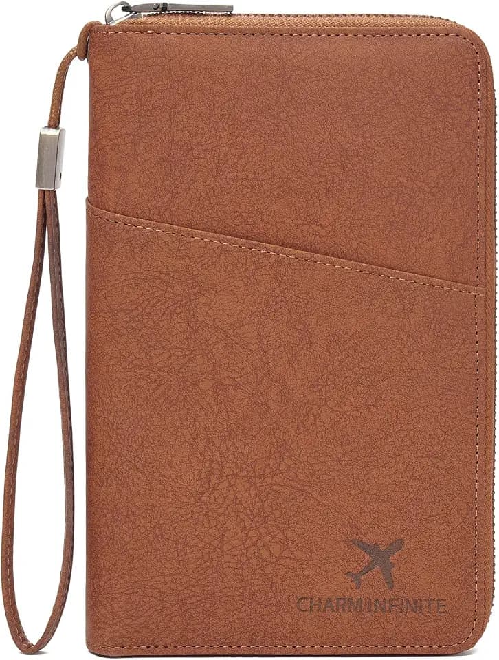 Family Passport Holder Wallet RFID Blocking Zippered Passport Wallet,Women and Men Travel Wallet Ladies Passport Cover