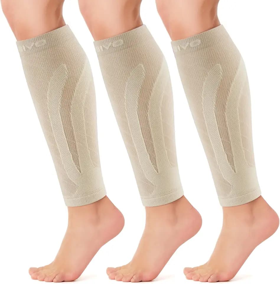 CAMBIVO Calf Compression Sleeve 3 Pairs Footless Compression Socks Running