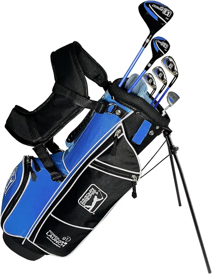 PGA Tour Youth Golf Club Set for Ages 8-12 & 12+ (4’8”–5’10”), Right and Left-Handed Kids Golf Sets – Beginner Junior Golf Clubs with Lightweight Stand Bag, Mallet Putter, Hybrid, Driver