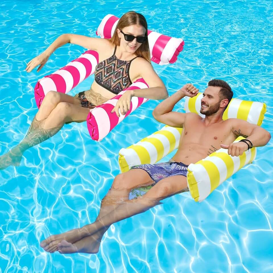 2 Pack Inflatable Pool Floats Adult,Hammock Pool Floats 4-in-1 Pool Lounges