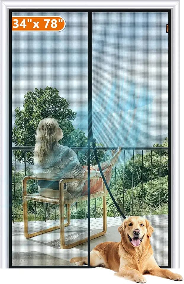 MAGZO Magnetic Screen Door Fits Door Size 34"x78", Hands-Free Mesh Gray