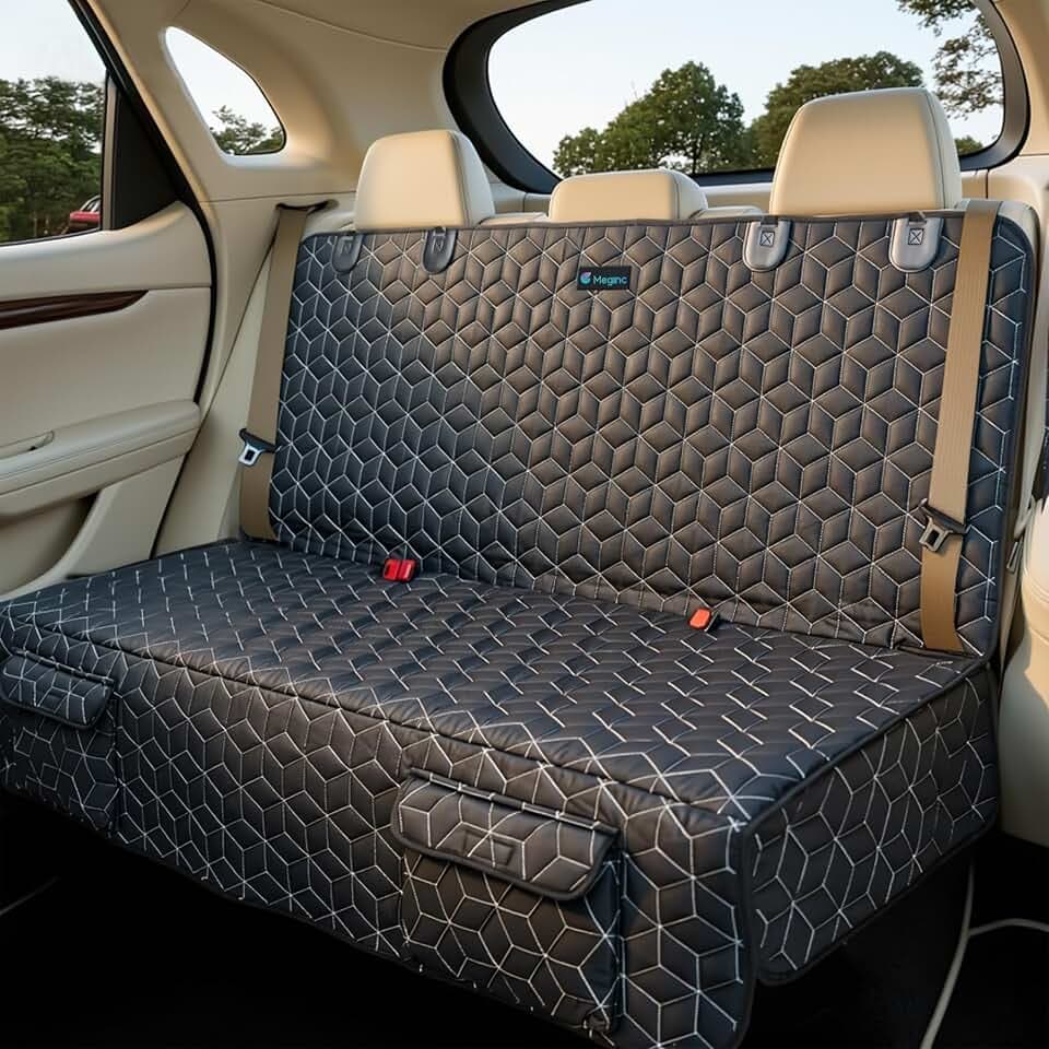 Meginc Dog Car Seat Cover-Waterproof Bench Back Seat Protector for SUV&Cars
