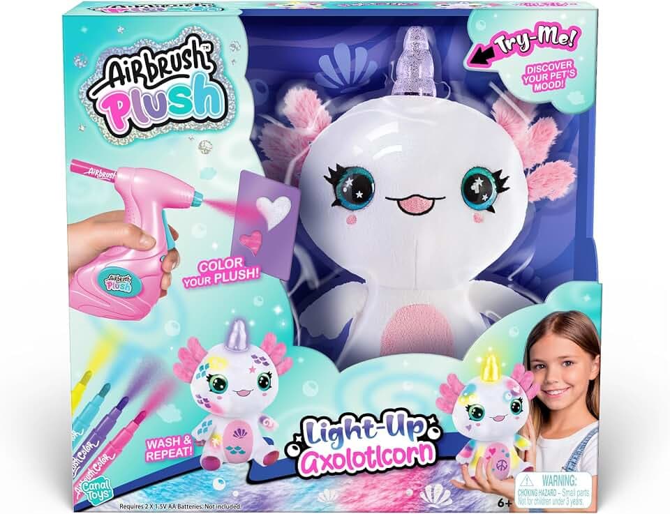 Canal Toys Airbrush Plush Light Up Axolotlcorn