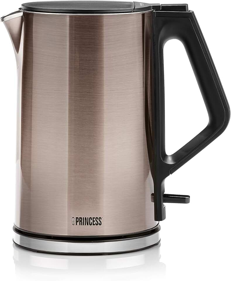 Princess 236024 Safe-Touch-Wasserkocher, hohe Leistung mit 2200 Watt, Doppelte Isolierung zur sicheren Berührung, 1,5 l Fassungsvermögen, Kupferfarben