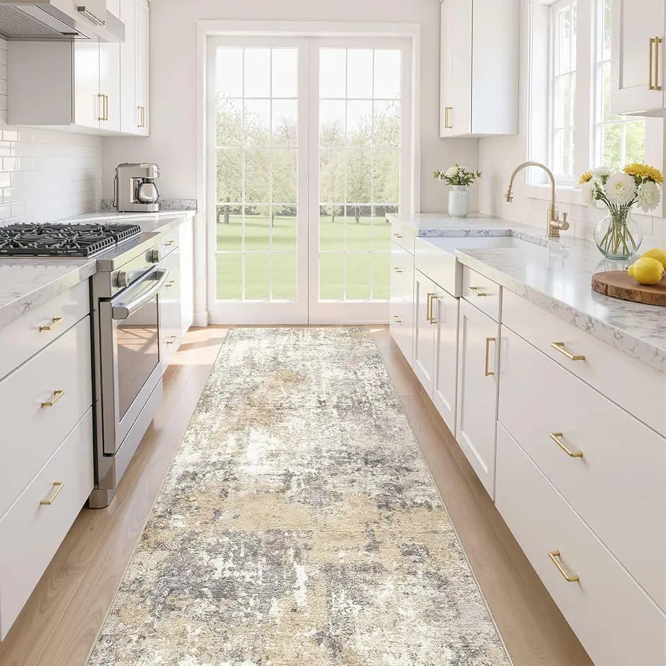 LOONGRUG Runner Rug 3x10 Washable Non-Slip Kitchen Neutral Modern Rug