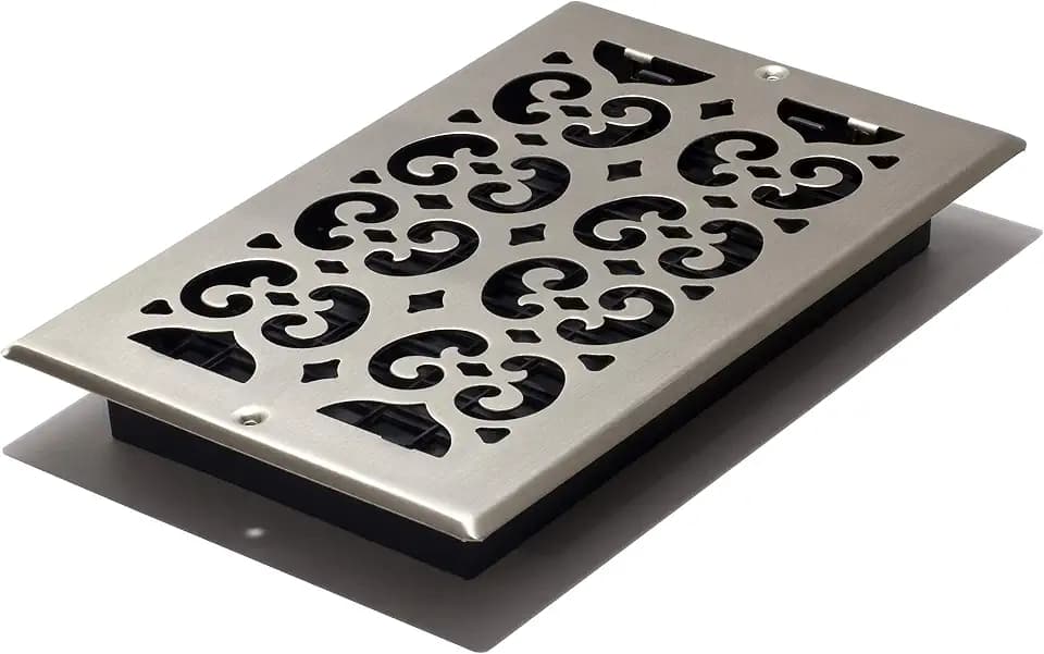 Decor Grates SP610W-NKL Scroll Design Wall/Ceiling Register, 6x10, Brushed Nickel Finish