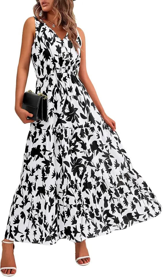 BTFBM Women Summer Dresses Casual Sleeveless Floral Maxi Dresses