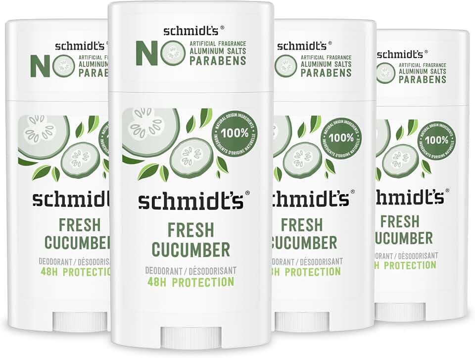 Schmidt's Aluminum-Free Vegan Deodorant Fresh Cucumber 2.65 oz 4 Count