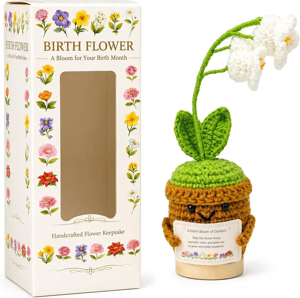 March Birth Flower Daffodil Crochet Potted Plant Gift, Handmade Style