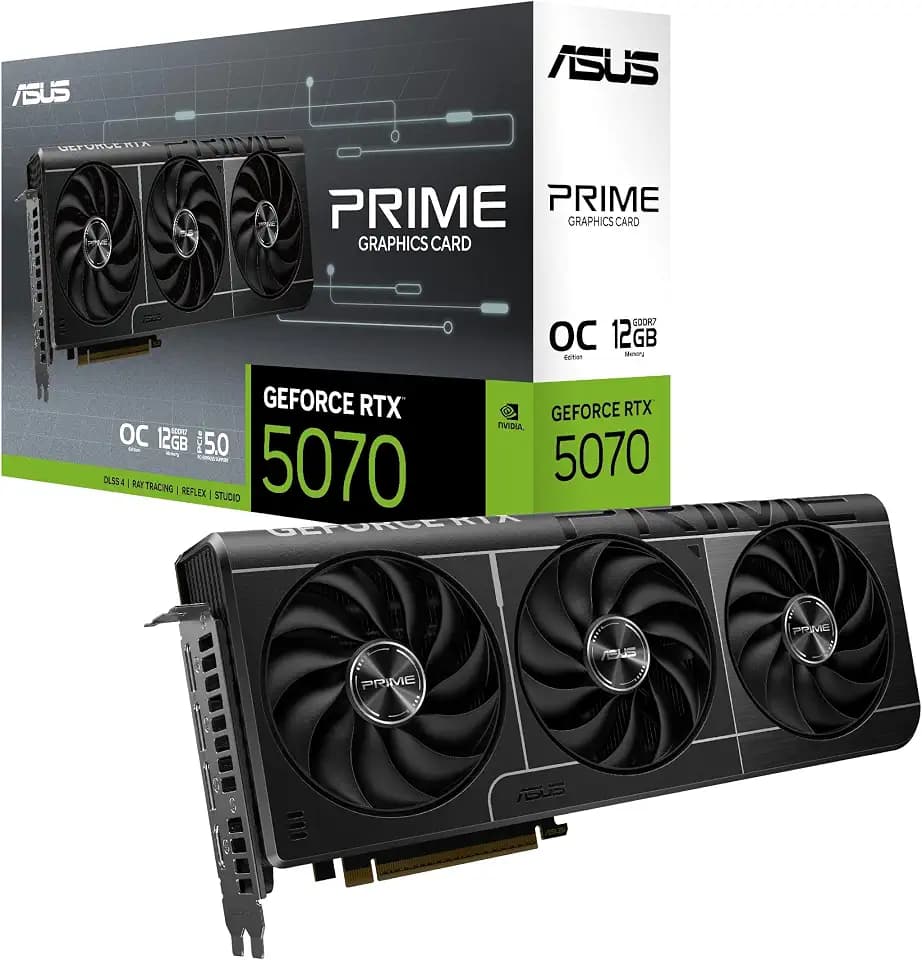 ASUS SFF-Ready Prime NVIDIA GeForce RTX™ 5070 OC Edition Graphics Card (PCIe® 5.0, 12GB GDDR7, HDMI®/DP 2.1, 2.5-Slot, Axial-tech Fans, Dual BIOS), 3 Year Warranty