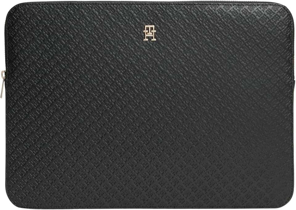 Tommy Hilfiger Damen Laptoptasche Icon Sleeve Mono mit Reißverschluss, Schwarz (Black), Einheitsgröße
