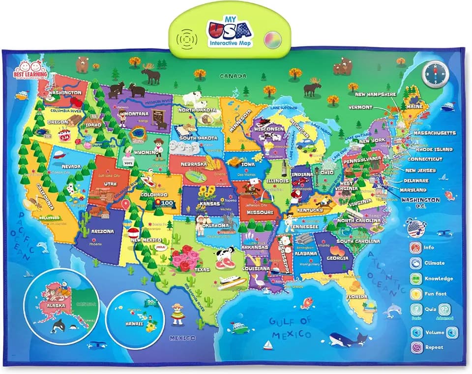 BEST LEARNING i-Poster My USA - Interactive Talking US Map for Kids