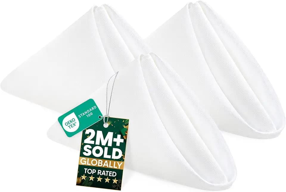 Utopia Home [12 Pack, White] Cloth Napkins 20x20 Inches, 100% Polyester