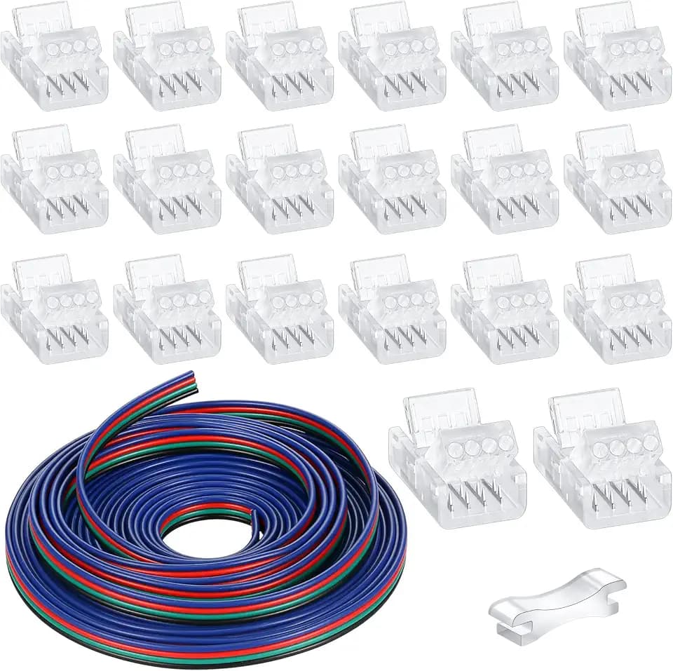 Zhengmy 4 Pin LED Strip Connectors 10mm Solderless for 5050,4 Pin, 10 Mm