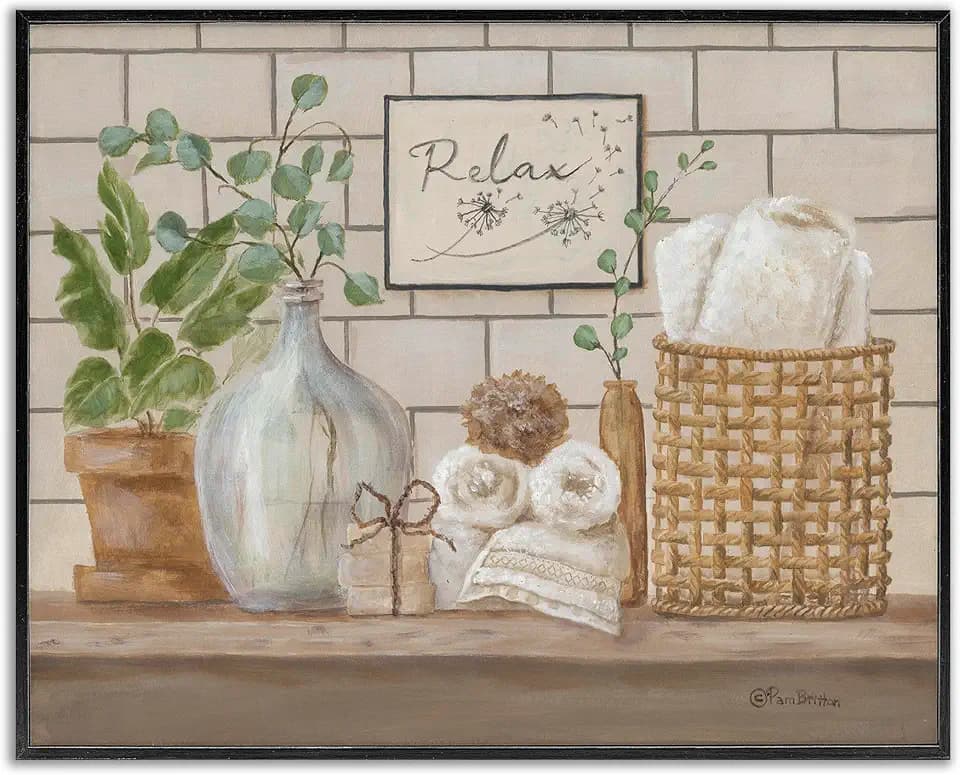 Bathroom Spa Relax Scene, 11 x 14 Inch Framed Giclée Print