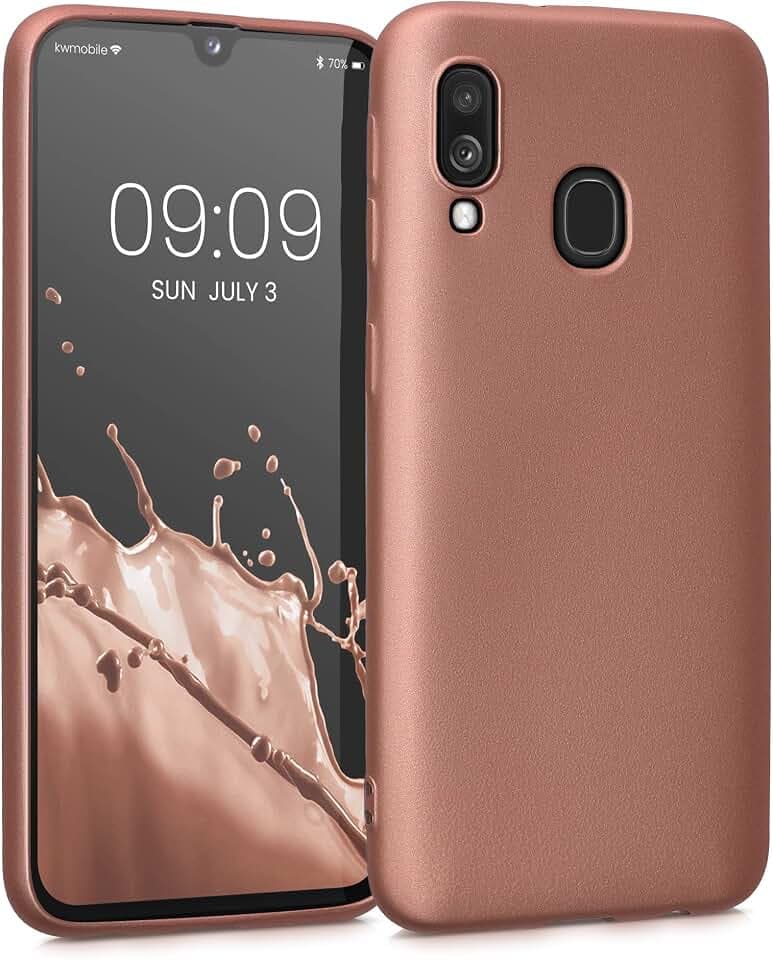 kwmobile Handyhülle für Samsung Galaxy A40 Hülle - Silikon Case metallisch schimmernd - Schutzhülle Cover - Metallic Bronze