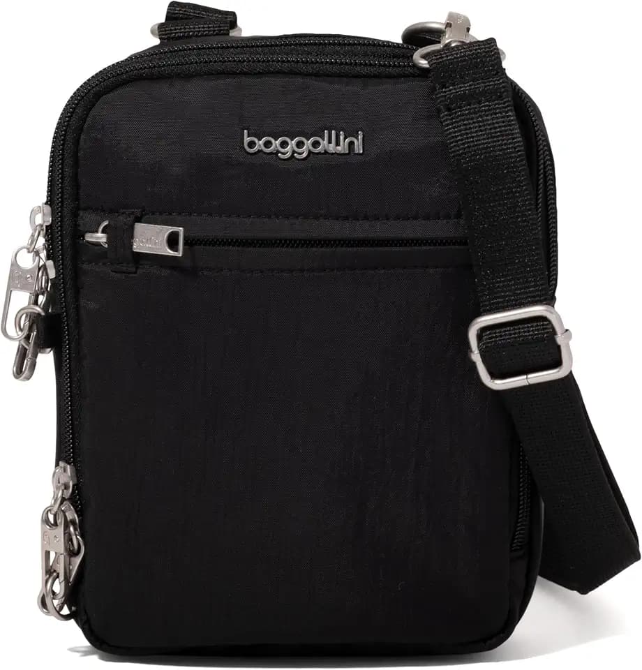 Baggallini Securtex® Anti-theft Mini Everything Crossbody Bag, 6.3"x8.25" Rfid, Locking Zippers & Cut-resistant Strap