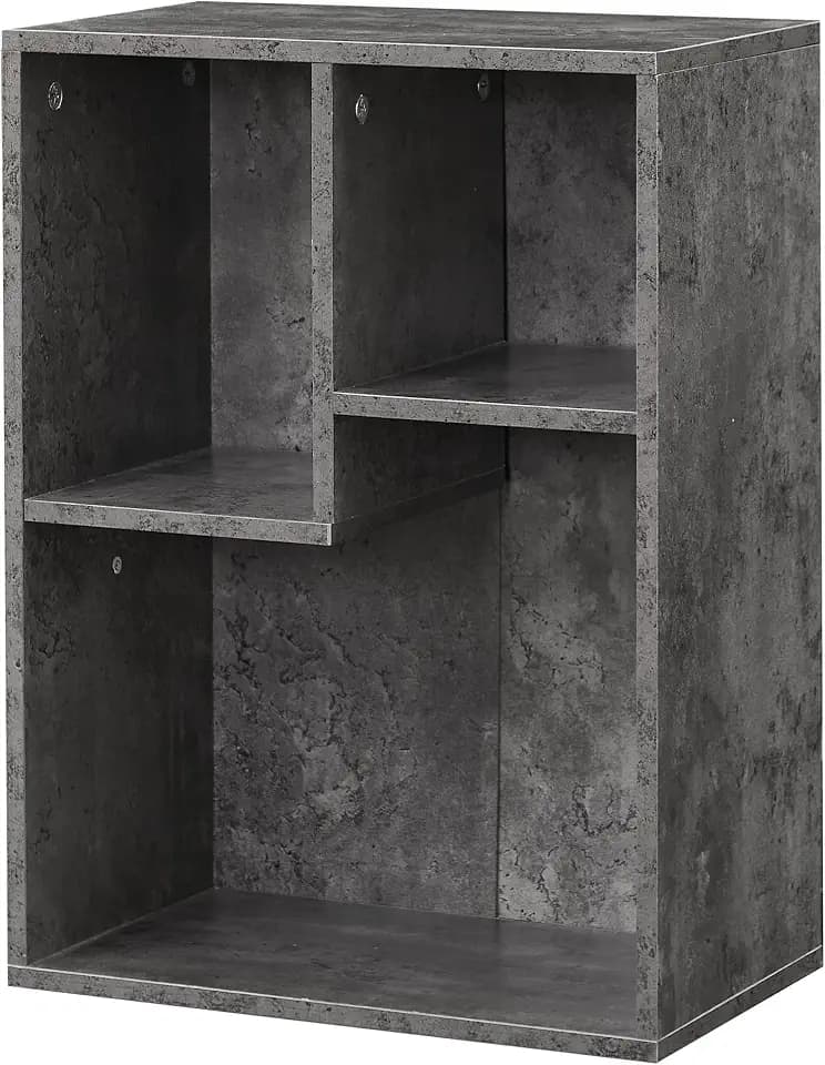 VECELO 3-Cube Small Bookshelf, Modern Bookcases with Shelves Height Up to 12.8 Inches, Suit for Common Size Textbook, Vertical or Horizontal, Cubby Storage Organizer,Grey