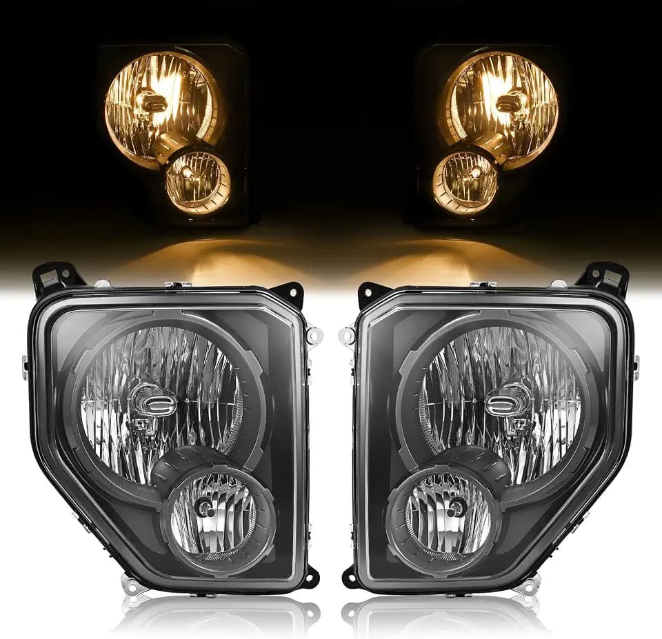 HECASA Pair Headlights Compatible with 2008-2012 Jeep Liberty