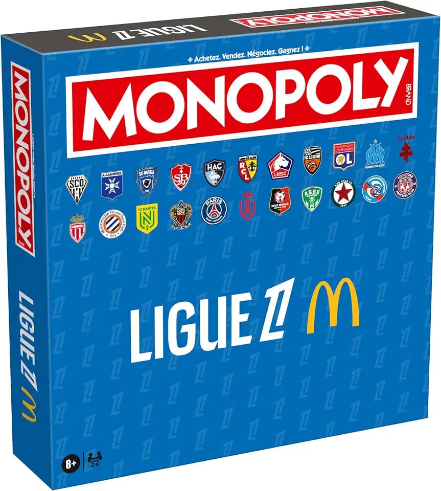 Winning Moves - Monopoly Ligue 1 Gesellschaftsspiel Fußball 2 bis 6 Spieler – Brettspiel Fußball ab 8 Jahren Französische Version