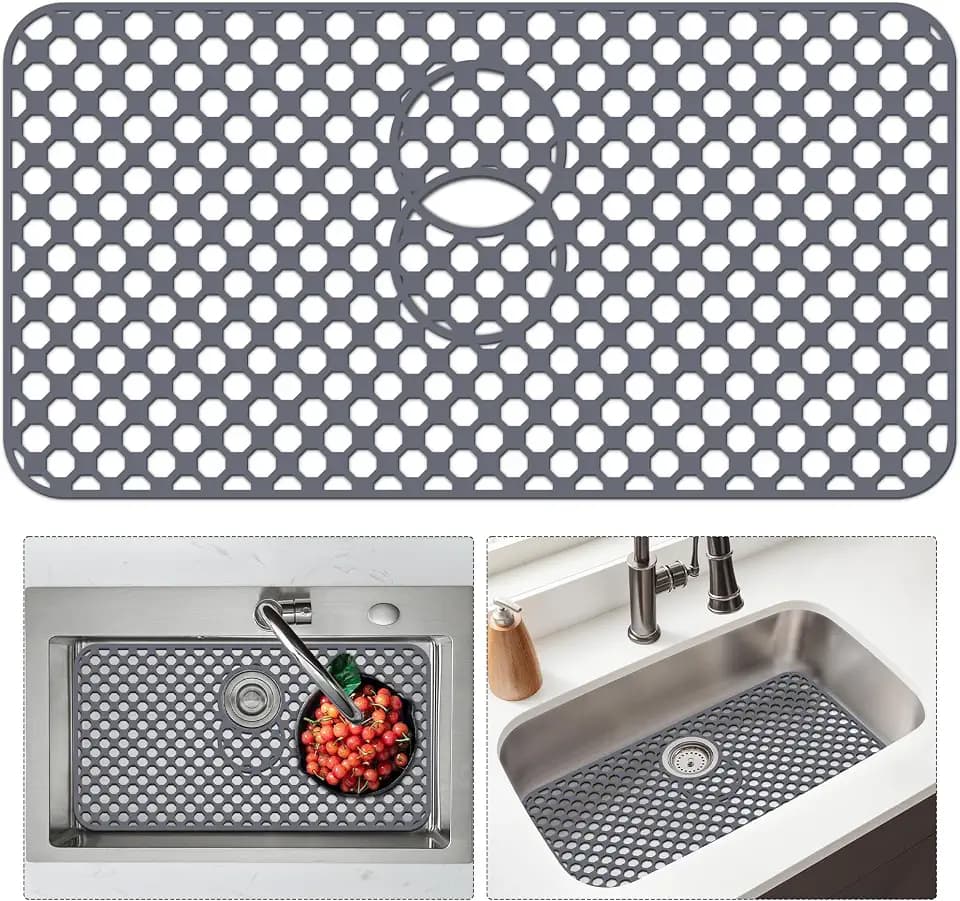 Silicone Sink Protector, 26" x 14" Trim-to-Fit Center or Rear Drain